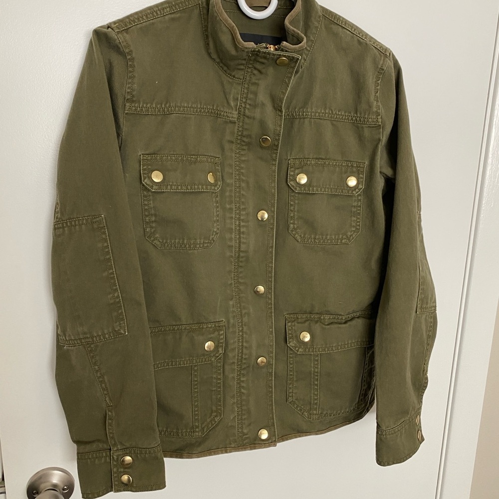 J.Crew Olive Jacket with Gold Zipper
